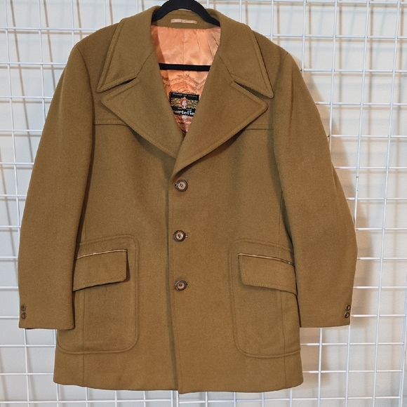 Cortefiel Vintage 70's Men's Camel Coat Size 44 - Picture 4 of 16